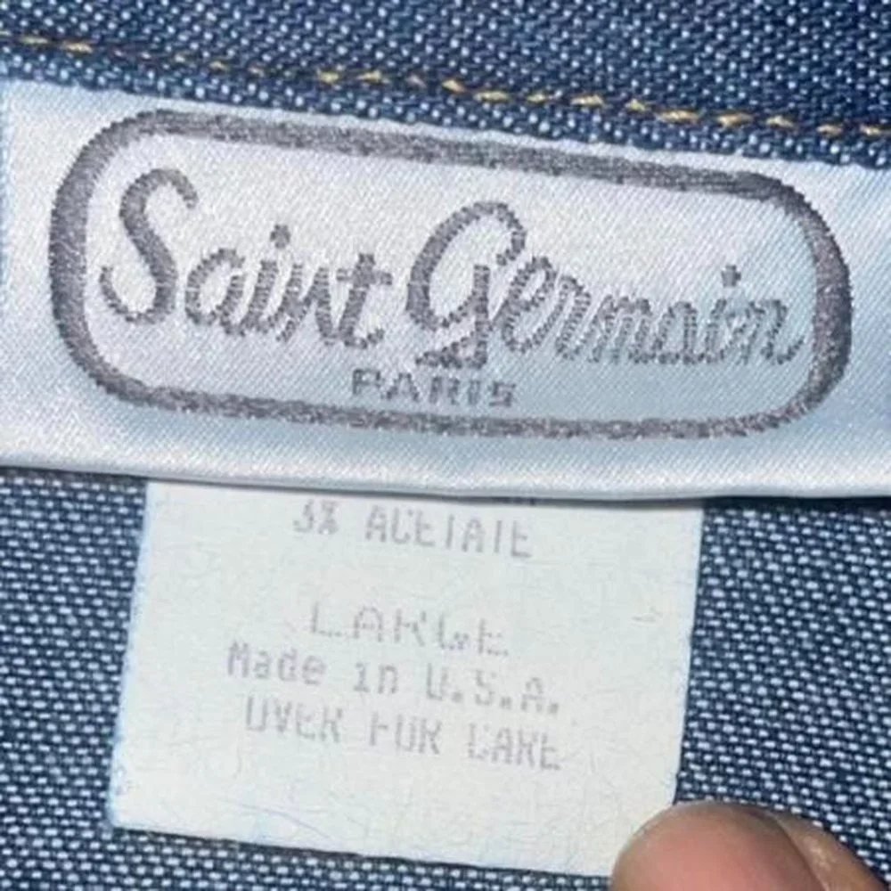Vintage 1980s Saint Germain Button Down Denim Shirt Large - Picture 4 of 4